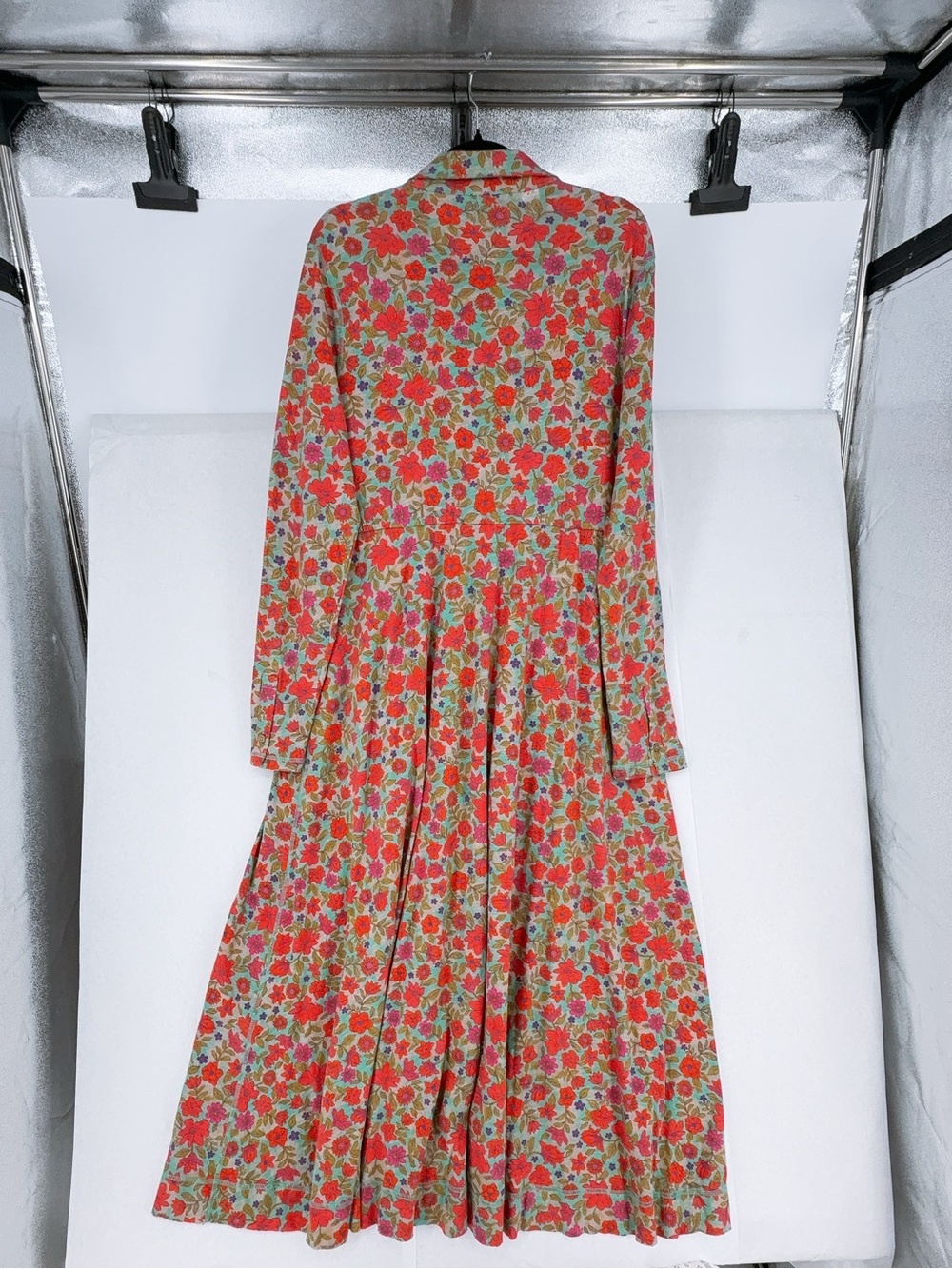Natural Life Boho Floral Maxi Shirt Dress 100% Cotton Western Neon size L nwot - Picture 5 of 11
